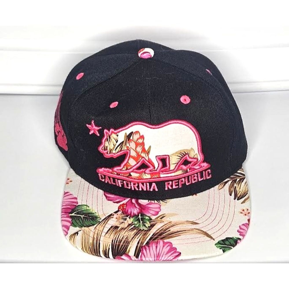 California Republic Cali Men's Fitted Hat Pink Floral‎